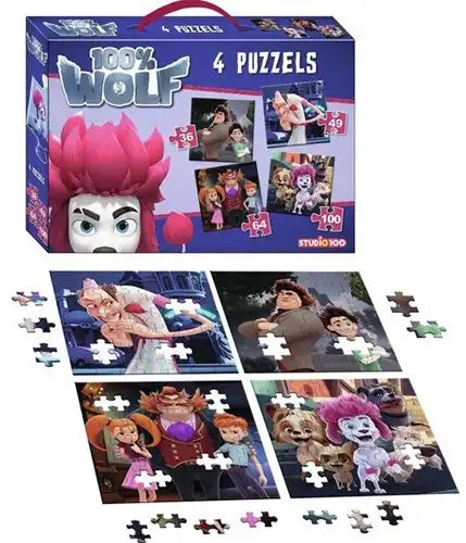 100% Wolf puzzle 4 in 1 22x31,5cm