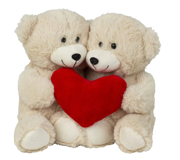 Couple d'ours en peluche marron clair avec un