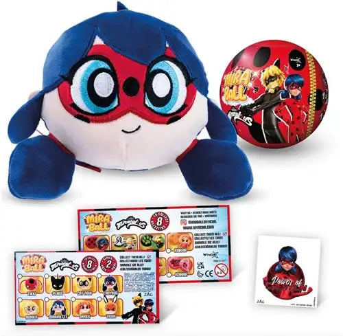0840331914344 – Miraculous Mira Ball Surprise avec peluche 12 cm – Display de 24 balles surprises Ladybug et Chat Noir