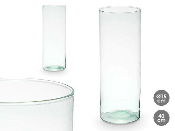 vase cylindrique en verre recyclé 15x40cm