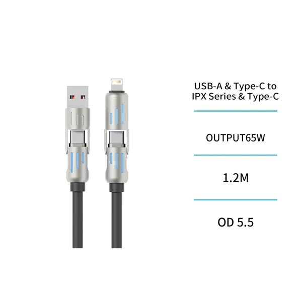 Câble 4-en-1 USB vers Type-C et Type-C vers Lightn