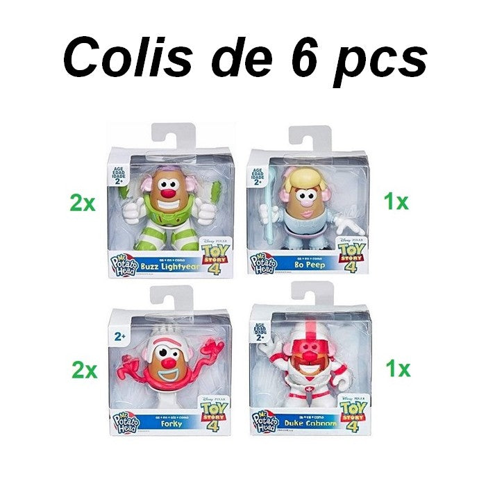 5010993548262 – Colis de 6 Mr. Potato Head Toy Story 4 – 4 modèles assortis 10x10,5cm