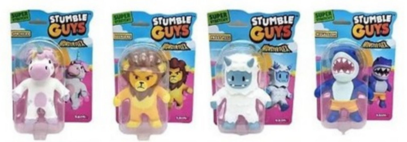 9772532611962 Lot 4 figurines Stumble Guys Monsterflex Super Stretchy assorties 14,5x20,5cm