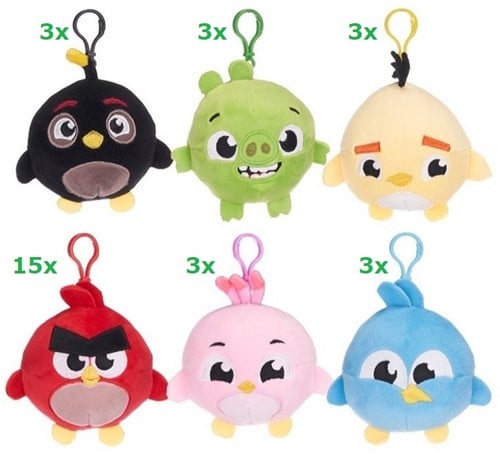 5038104032745 Lotto 30 peluche Angry Birds Clip 9cm Squashy Podgies