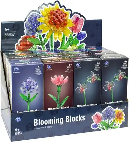 Colis de 12 pièces – 5038104659577 – Vente en gros Blooming Blocks set de construction fleurs 6,5 x 15,5 cm assortis en présentoir