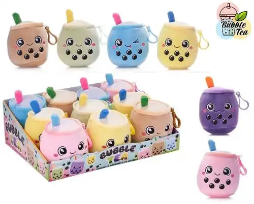 5038104493232 – Bubble Tea – Peluches porte-clés Bagclip – 10 cm – 6 modèles assortis – Display de 12