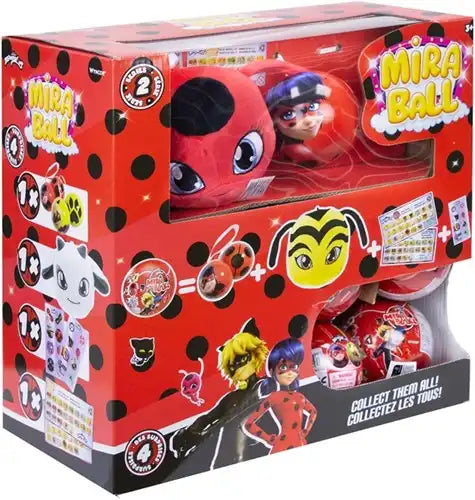 0840331914344 – Miraculous Mira Ball Surprise avec peluche 12 cm – Display de 24 balles surprises Ladybug et Chat Noir