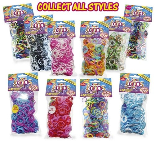 4260278551000 Lot 24x CRAZE Loombands 600 élastiques + 30 clips 10x19cm