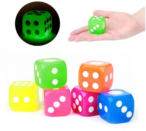 8714627008494 – Colis de 36 pcs : Dés avec lumière 6 assortis 3,5 x 3,5 cm