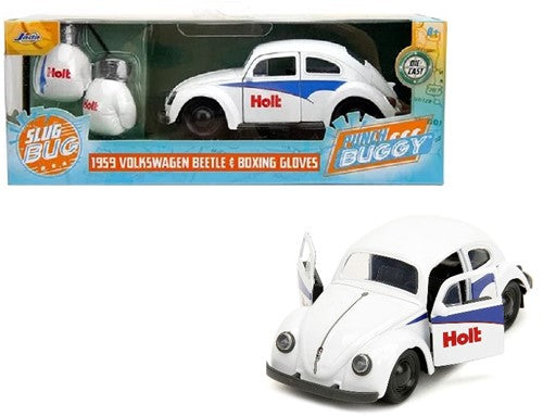 801310342374 | Die-Cast Punch Buggy '59 VW Beetle avec Gants – Blanc – Échelle 1/32 – 7,5x20cm