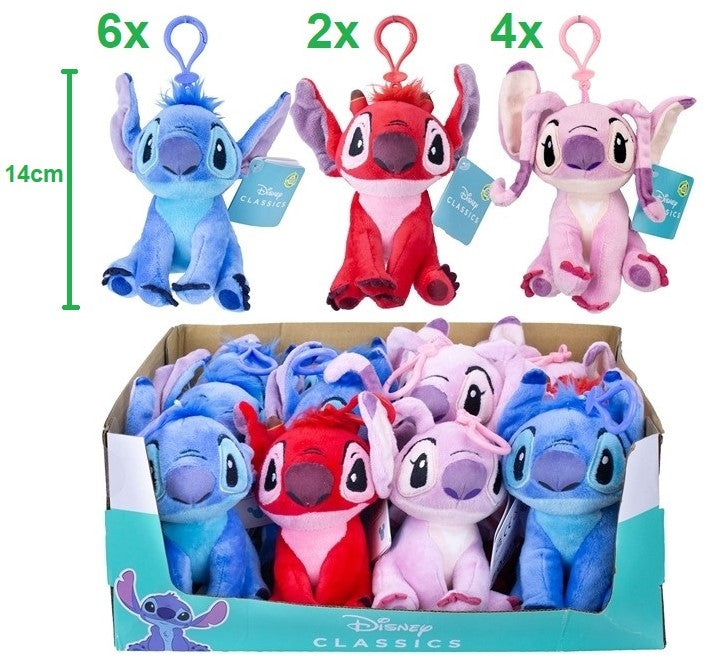 Disney Lilo & Stitch Peluche Bagclip 3 assortis in display (12) 14cm