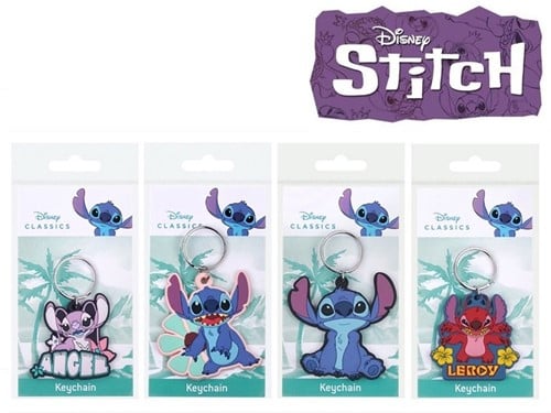 5050293393391 – Lot de 48 porte-clés Disney Stitch 2D PVC assortis 8x8cm – Goodies pas chers en déstockage – Simcha FR