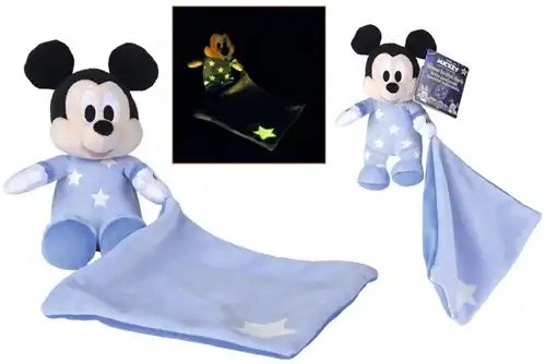 Disney Mickey Mouse Peluche avec doudou phosphorescent 10x35cm