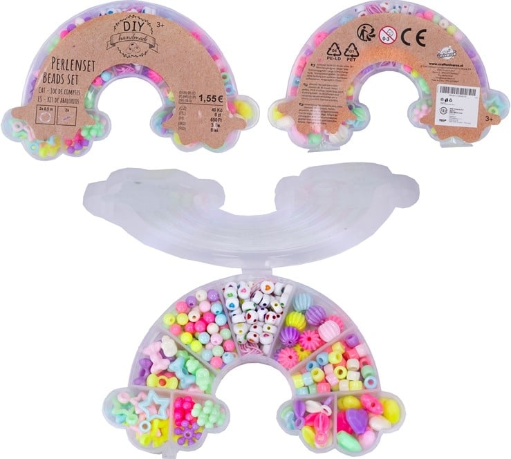 DIY handmade Ensemble de perles arc-en-ciel 14,5 cm (prix d'origine 1,55 €)