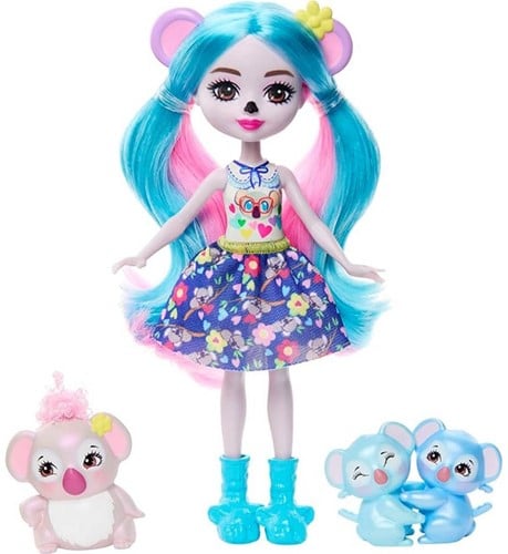194735149308 – Enchantimals Glam Party Karalee Koala Family – Coffret poupée + animaux – 21,5x25cm – Mattel