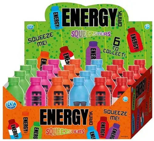 5038104657092 – Energy Drink Squeezster 15 cm – Lot de 24 pièces assorties en display