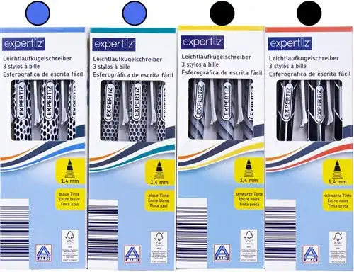 4047247090766 – Expert Z Stylo bille fonctionnement fluide – Lot de 3 stylos assortis (colis de 50)