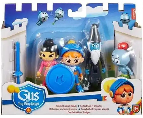 194735050437 – Colis de 5 pcs : Fisher-Price Knight Gus – Coffret 4 figurines articulées 2 assortiments 16,5x21,5 cm – Jouet officiel