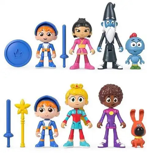 194735050437 – Colis de 5 pcs : Fisher-Price Knight Gus – Coffret 4 figurines articulées 2 assortiments 16,5x21,5 cm – Jouet officiel