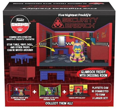 889698708210 | Five Nights at Freddy's Snaps! Glamrock Freddy avec Dressing Room 21x23cm – Figurine de Collection Funko