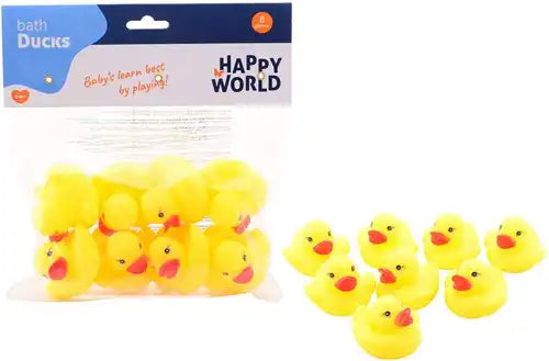 Happy World Canards en caoutchouc 8 pièces dans un sac 21x21cm
