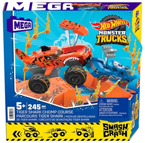194735102747 Hot Wheels Monster Trucks Tiger Shark Chomp Course 26x26cm