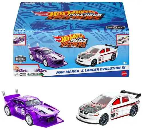 194735166763 – Hot Wheels Pull-Back Speeders 2-Pack 1:43 Die-Cast assortis 11×13,5 cm – Colis de 6 pièces