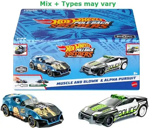 194735166763 – Hot Wheels Pull-Back Speeders 2-Pack 1:43 Die-Cast assortis 11×13,5 cm – Colis de 6 pièces