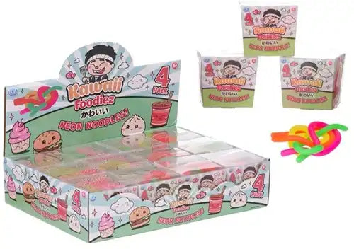 5038104658563 – Kawaii Foodiez Neon Noodles 4-Pack en boîte PVC (colis de 12 pcs en display) dispo Simcha.fr