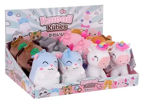 5038104494048 – Lot revendeur 12 pcs Peluches Kawaii Kuties Bagclip 12,5 cm Série 1 (6 modèles assortis)