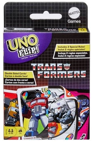 6947731055623 Mattel UNO Flip! Transformers – Jeu de cartes bilingue (FR/UK/ES/PT) – 9x14,5 cm – Édition spéciale