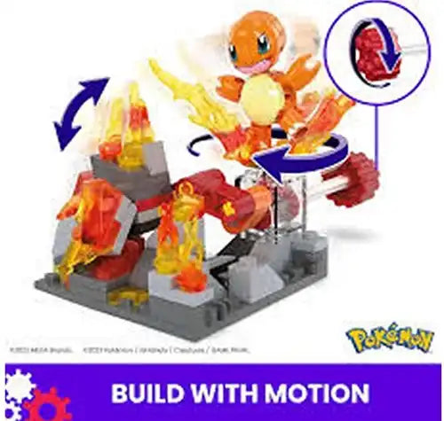 194735190935 – Lot revendeur de 1 Mega Pokémon Charmander's Fire-Type Spin 15x18 cm – Coffret de construction officiel grossiste