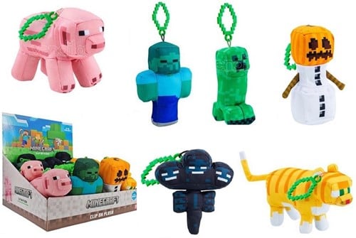 7290120511163 β Set of 18 Minecraft Bagclip Plush Toys 13cm β 6 Assorted Models under Official License