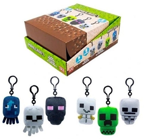796548425503 | Colis de 18 pcs : Minecraft Peluche Bagclip 8cm – Modèles Assortis en Présentoir