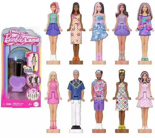 194735274857 – Mini Barbie Land Fashionistas 4 cm + smalto per unghie – confezione da 10 in espositore
