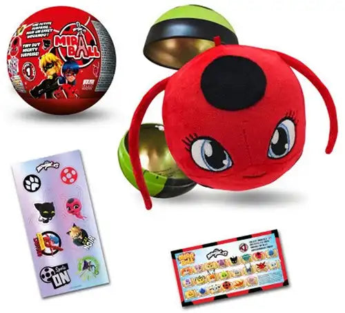 0840331914344 – Miraculous Mira Ball Surprise avec peluche 12 cm – Display de 24 balles surprises Ladybug et Chat Noir