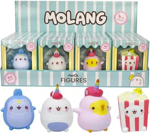 5056474214431 – Colis de 12 pcs : Molang MiniQs Figurines 8 cm assorties en boîte display – Grossiste produits dérivés officiels Molang