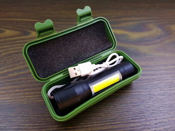 Lampe de poche COB en aluminium 9,5 cm rechargeabl