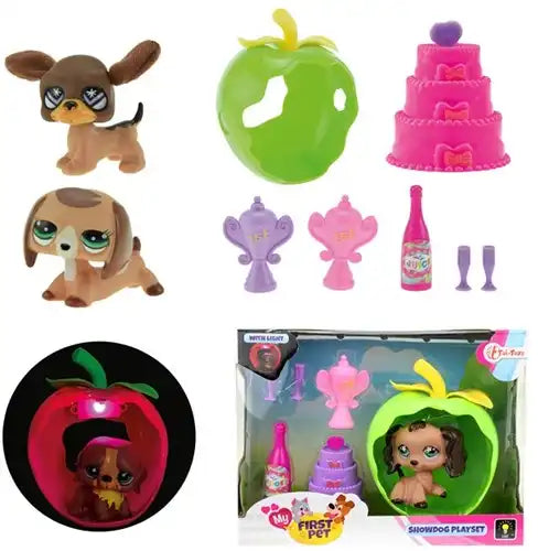 MY FIRST PET Play set chien en pomme avec lumière 4 assortis 8x19x14.5cm.
