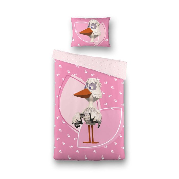 871902334489 – Housse de couette Fabeltjeskrant Miss Cigogne 140x200 cm - Le Petit Écho de la Forêt