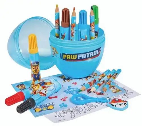 4043946290827 – Colis de 6 pcs : Paw Patrol Set de papeterie dans œuf surprise 13x17,5 cm – Grossiste articles créatifs sous licence officielle