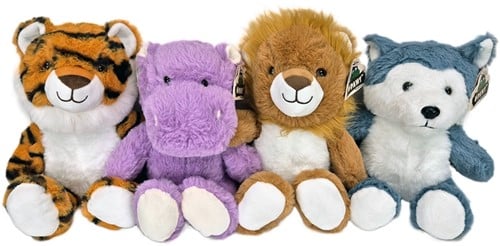 8718668596415 - Lot de 4 pcs : Peluches Animaux Assortis 28cm