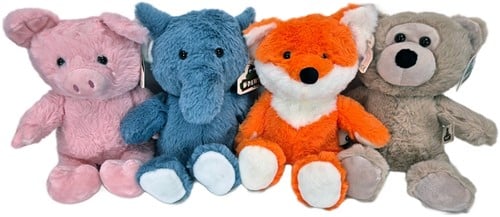 8718668596415 - Lot de 4 pcs : Peluches Animaux Assortis 28cm