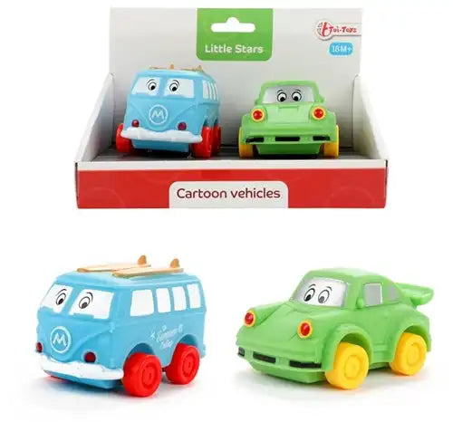 PETITES ÉTOILES Voitures en pvc souple Cartoon 2 pièces 10.5x17x11cm.