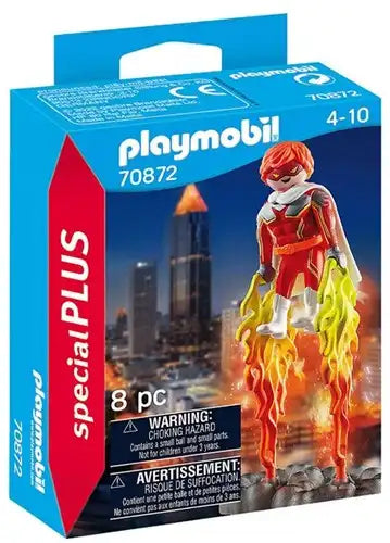 4008789708724 – Playmobil Special Plus 70872 Supereroe (8 pezzi) personaggio con effetti "fiamma" – unità economica