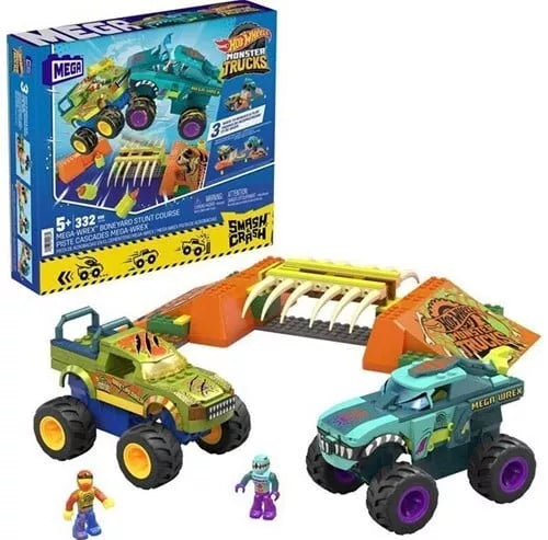 DD93 Hot Wheels Monster Trucks Mega-Wrex Boneyard Stunt Course 26x29cm