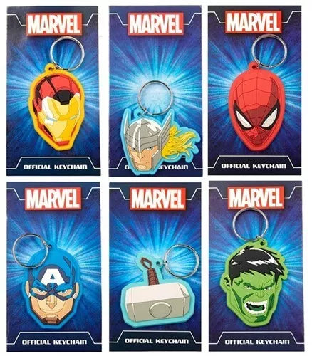 Lot de 6 Porte-clés 2D Disney Marvel PVC 6 Assortis 6,5x12 cm - S683
