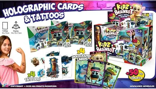 Sac surprise Kidz Brainrot avec cartes holographiques et tatouages en vitrine (15)