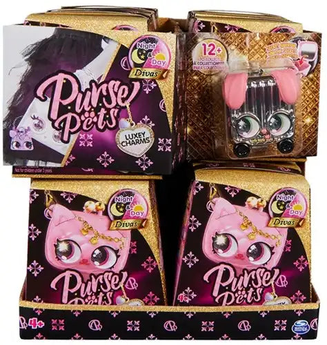 778988492420 lot de 11 Spin Master Purse Pets Luxey Charms Night & Day Divas assortis 10x10 cm en display – Grossiste jouets interactifs et accessoires mode enfants