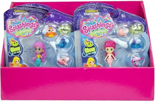 813460022365 – Colis de 8 pièces – Splashlings Luminos Glow in the Dark Figures 6-Pack 18 x 18 cm en présentoir – dispo Simcha.fr